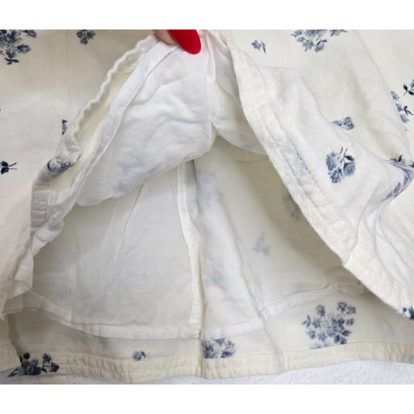 American Eagle Womens Mini Skirt Medium Ivory Blue Ditsy Floral Cotton Blend Y2K - Picture 3 of 8